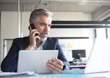 Business professional having conversation on cell phone