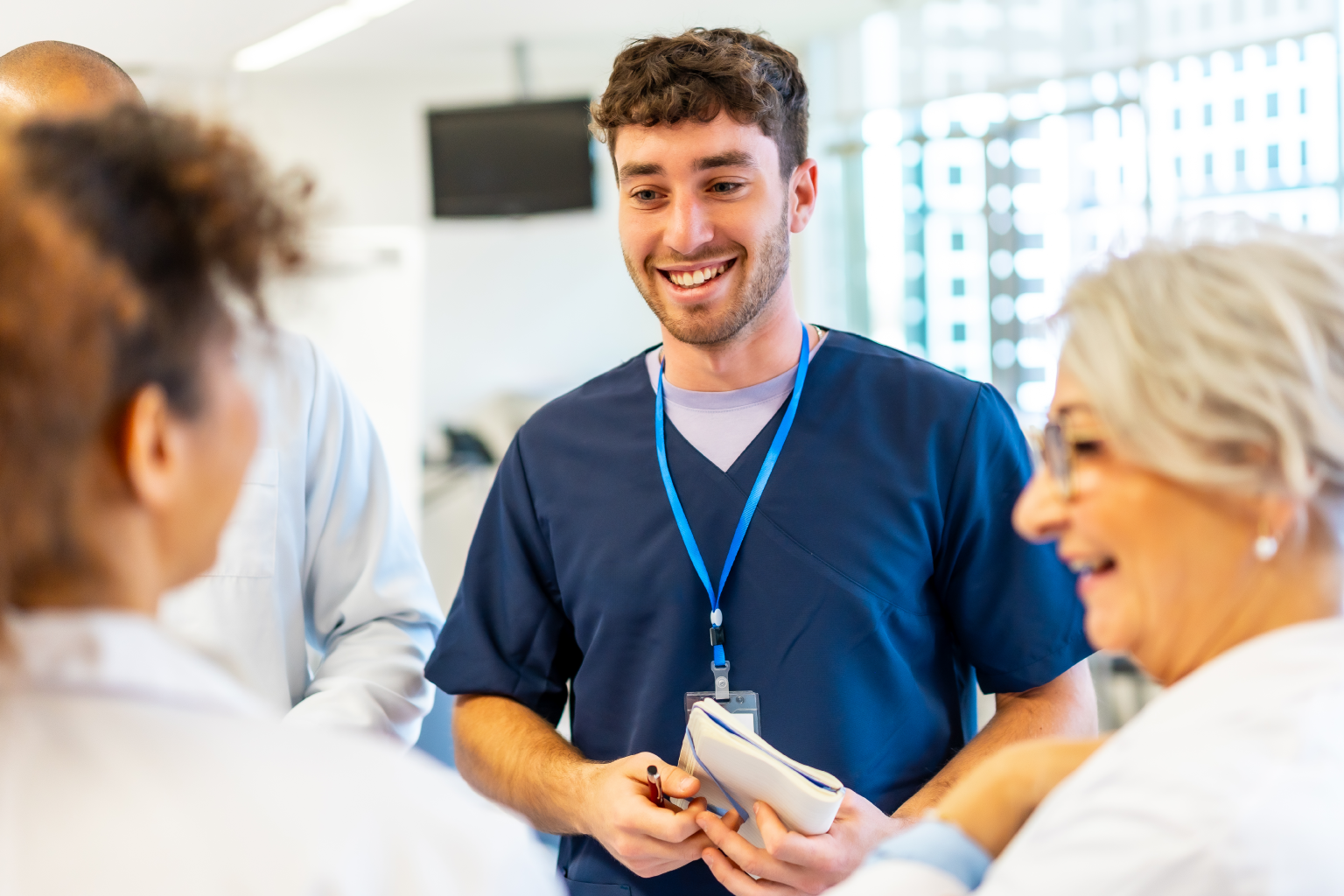 male medical student clinical setting